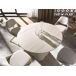 Mesa comedor extensible redonda mármol porcelánico y acero color arena Mesa comedor extensible redonda mármol porcelánico y acero color arena Arena