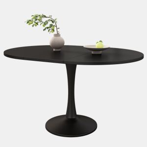 Mesa de jantar extensível redonda 100-140máx cm de mdf,preto