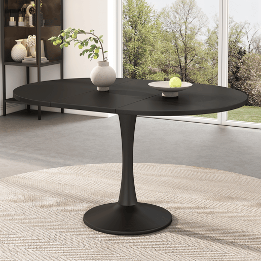 Mesa de jantar extensível redonda 100-140máx cm de mdf,preto