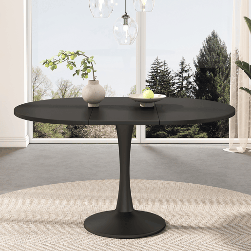 Mesa de jantar extensível redonda 100-140máx cm de mdf,preto