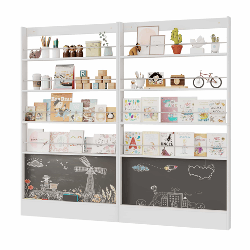 Estante para livros 200x10x180 cm - 4 níveis, economia de espaço, anti-capotamento - Branco Estante para livros 200x10x180 cm - 4 níveis, economia de espaço, anti-capotamento - Branco