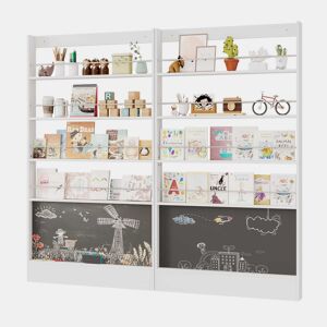 Estante para livros 200x10x180 cm - 4 níveis, economia de espaço, anti-capotamento - Branco