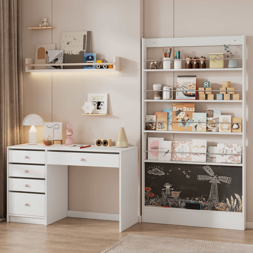 Estante para livros 200x10x180 cm - 4 níveis, economia de espaço, anti-capotamento - Branco Estante para livros 200x10x180 cm - 4 níveis, economia de espaço, anti-capotamento - Branco