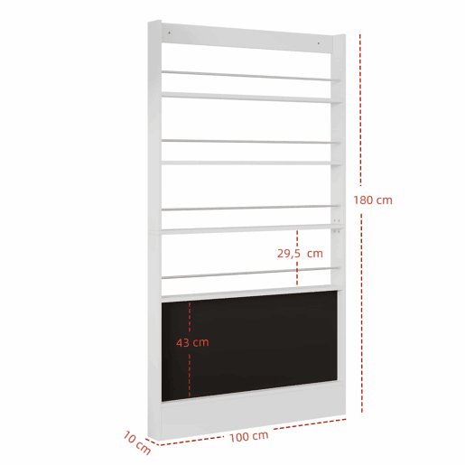 Estante para livros 200x10x180 cm - 4 níveis, economia de espaço, anti-capotamento - Branco Estante para livros 200x10x180 cm - 4 níveis, economia de espaço, anti-capotamento - Branco