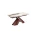 Mesa comedor extensible ovalada barril mármol porcelánico y acero marrón cobrizo Mesa comedor extensible ovalada barril mármol porcelánico y acero marrón cobrizo Blanco