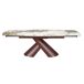 Mesa comedor extensible ovalada barril mármol porcelánico y acero marrón cobrizo Mesa comedor extensible ovalada barril mármol porcelánico y acero marrón cobrizo Blanco
