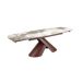 Mesa comedor extensible ovalada barril mármol porcelánico y acero marrón cobrizo Mesa comedor extensible ovalada barril mármol porcelánico y acero marrón cobrizo Blanco