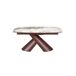 Mesa comedor extensible ovalada barril mármol porcelánico y acero marrón cobrizo Mesa comedor extensible ovalada barril mármol porcelánico y acero marrón cobrizo Blanco