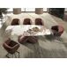 Mesa comedor extensible ovalada barril mármol porcelánico y acero marrón cobrizo Mesa comedor extensible ovalada barril mármol porcelánico y acero marrón cobrizo Blanco