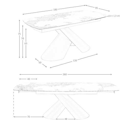 ANGEL CERDA Mesa de jantar extensível oval porcelânico