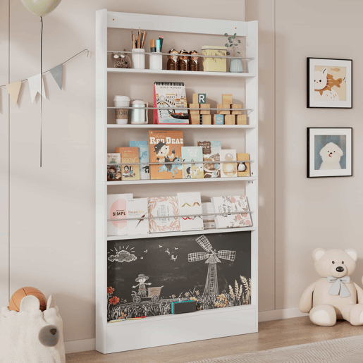 Estante infantil 100x10x180 cm - 4 níveis, proteção contra quedas, atrás da porta - Branco Estante infantil 100x10x180 cm - 4 níveis, proteção contra quedas, atrás da porta - Branco