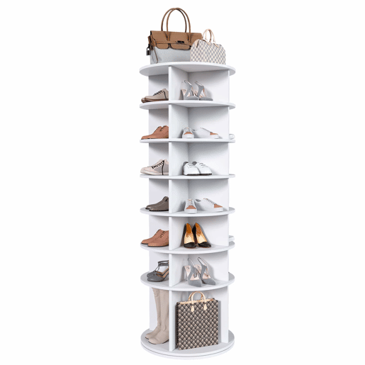 Sapateira giratória com 7 níveis 60x60x184 cm - rotação de 360°, economiza espaço, branca Sapateira giratória com 7 níveis 60x60x184 cm - rotação de 360°, economiza espaço, branca
