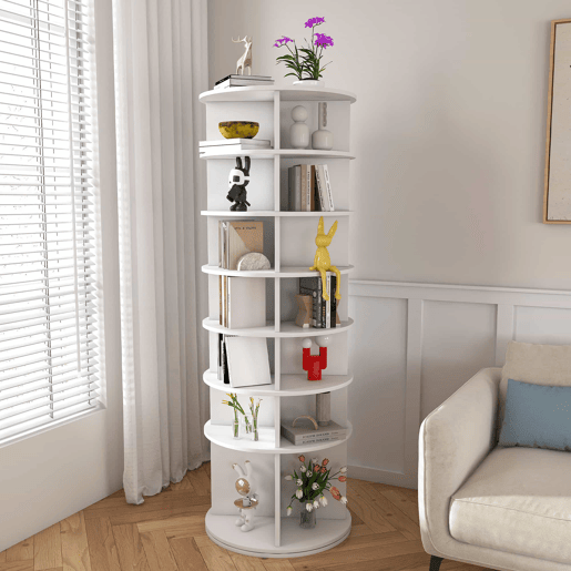 Sapateira giratória com 7 níveis 60x60x184 cm - rotação de 360°, economiza espaço, branca Sapateira giratória com 7 níveis 60x60x184 cm - rotação de 360°, economiza espaço, branca