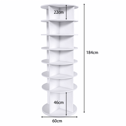 Sapateira giratória com 7 níveis 60x60x184 cm - rotação de 360°, economiza espaço, branca Sapateira giratória com 7 níveis 60x60x184 cm - rotação de 360°, economiza espaço, branca