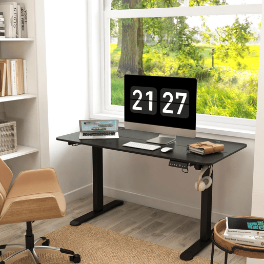 MEUBLES COSY Secretária elétrica ajustável em altura mesa de computador ergonómica para escritório com memória de altura 140x70x72-116cm Preto MEUBLES COSY Secretária elétrica ajustável em altura mesa de computador ergonómica para escritório com memória de altura 140x70x72-116cm Preto