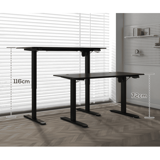 MEUBLES COSY Secretária elétrica ajustável em altura mesa de computador ergonómica para escritório com memória de altura 140x70x72-116cm Preto MEUBLES COSY Secretária elétrica ajustável em altura mesa de computador ergonómica para escritório com memória de altura 140x70x72-116cm Preto