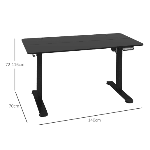 MEUBLES COSY Secretária elétrica ajustável em altura mesa de computador ergonómica para escritório com memória de altura 140x70x72-116cm Preto MEUBLES COSY Secretária elétrica ajustável em altura mesa de computador ergonómica para escritório com memória de altura 140x70x72-116cm Preto