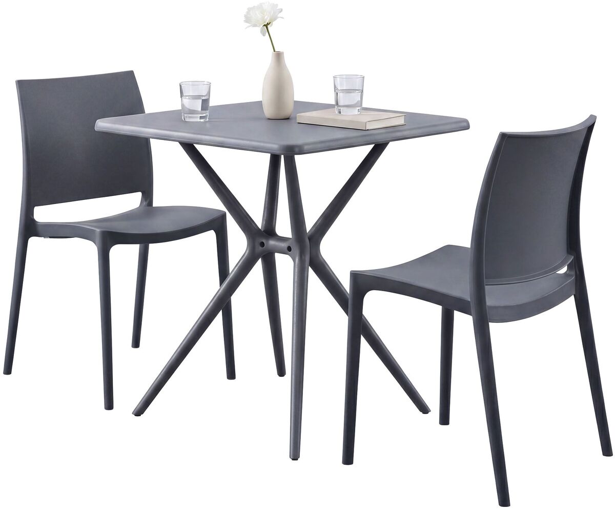 Conjunto de muebles de jardin Amino con 2 sillas 156x72 Gris Oscuro