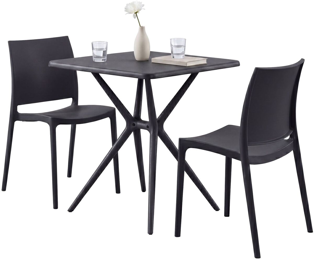 Conjunto de muebles de jardin Amino con 2 sillas 156x72 Negro