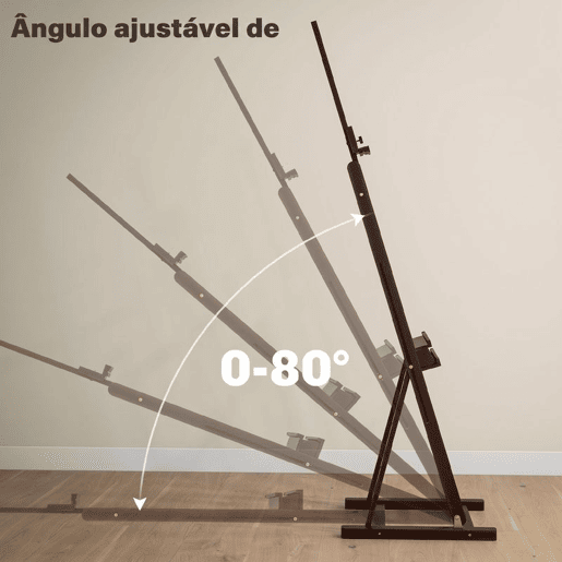 HOMCOM Cavalete de Pintura, 230 cm, Cavalete em Madeira com Altura e Ângulo Ajustáveis, Arrumação, para Adultos, Artistas, Pintores, Estudantes, Castanho