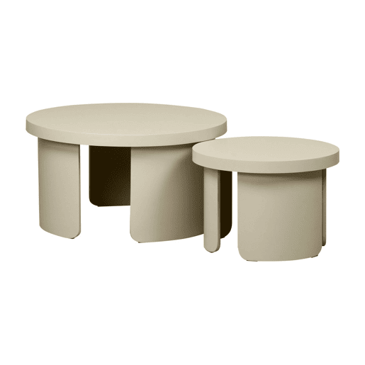 Mesa de centro redonda encaixável, set de 2 Bege - 70x70x38 cm Mesa de centro redonda encaixável, set de 2 Bege - 70x70x38 cm