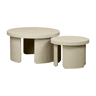 Mesa de centro redonda encaixável, set de 2 Bege - 70x70x38 cm