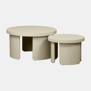 Mesa de centro redonda encaixável, set de 2 Bege - 70x70x38 cm