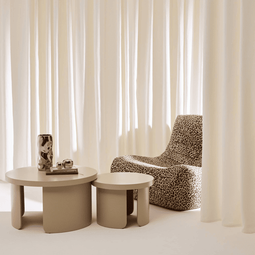 Mesa de centro redonda encaixável, set de 2 Bege - 70x70x38 cm Mesa de centro redonda encaixável, set de 2 Bege - 70x70x38 cm