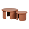 Mesa de centro redonda encaixável, set de 2 Terracota - 70x70x38 cm