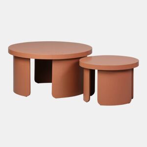 Mesa de centro redonda encaixável, set de 2 Terracota - 70x70x38 cm