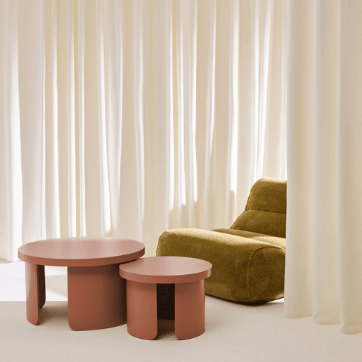 Mesa de centro redonda encaixável, set de 2 Terracota - 70x70x38 cm