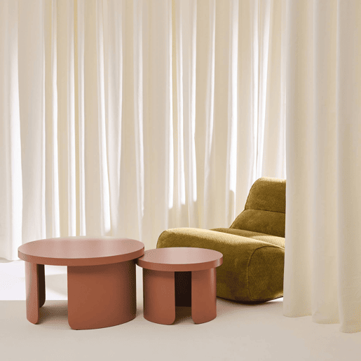 Mesa de centro redonda encaixável, set de 2 Terracota - 70x70x38 cm