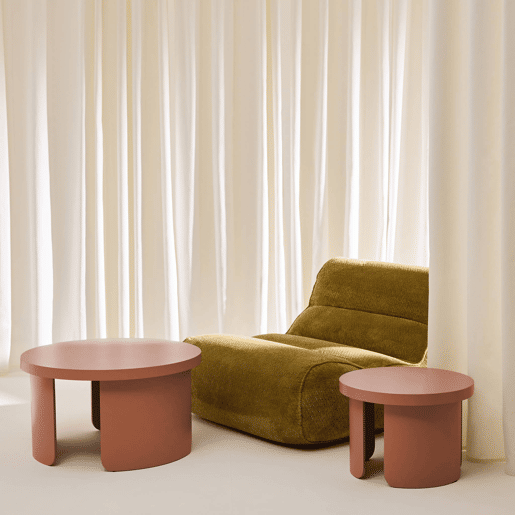 Mesa de centro redonda encaixável, set de 2 Terracota - 70x70x38 cm