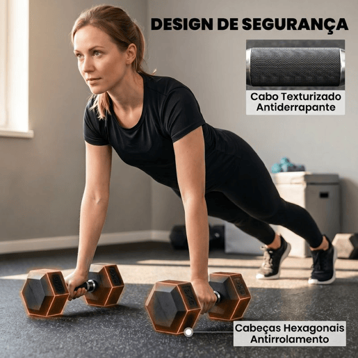 SPORTNOW Conjunto de 6 Halteres 36 kg, 2x4 kg, 2x6 kg e 2x8 kg, Hexagonais com Suporte, Revestimento em Borracha e Pegas Antiderrapantes para Casa e Ginásio SPORTNOW Conjunto de 6 Halteres 36 kg, 2x4 kg, 2x6 kg e 2x8 kg, Hexagonais com Suporte, Revestimento em Borracha e Pegas Antiderrapantes para Casa e Ginásio