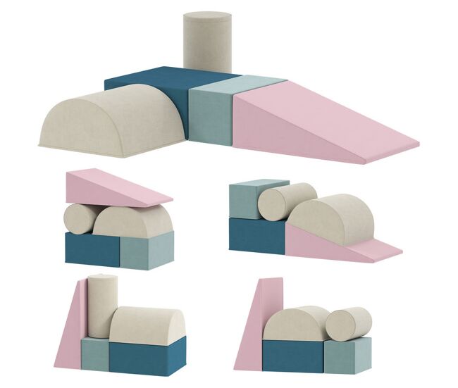 Aiyaplay juego de 5 bloques de espuma para niños, bloques de psicomotricidad infantil con base antideslizante, funda extraíble, set de escalada suave interior para escalar y gatear, 6 meses-3 años