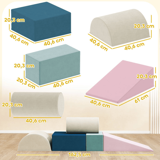 AIYAPLAY Conjunto de 5 Blocos de Espuma para Crianças, Blocos de Psicomotricidade com Base Antiderrapante e Capa Removível, Set de Escalada Macio para Interior, 6 Meses-3 Anos AIYAPLAY Conjunto de 5 Blocos de Espuma para Crianças, Blocos de Psicomotricidade com Base Antiderrapante e Capa Removível, Set de Escalada Macio para Interior, 6 Meses-3 Anos