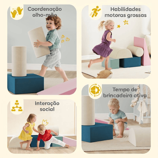 AIYAPLAY Conjunto de 5 Blocos de Espuma para Crianças, Blocos de Psicomotricidade com Base Antiderrapante e Capa Removível, Set de Escalada Macio para Interior, 6 Meses-3 Anos AIYAPLAY Conjunto de 5 Blocos de Espuma para Crianças, Blocos de Psicomotricidade com Base Antiderrapante e Capa Removível, Set de Escalada Macio para Interior, 6 Meses-3 Anos