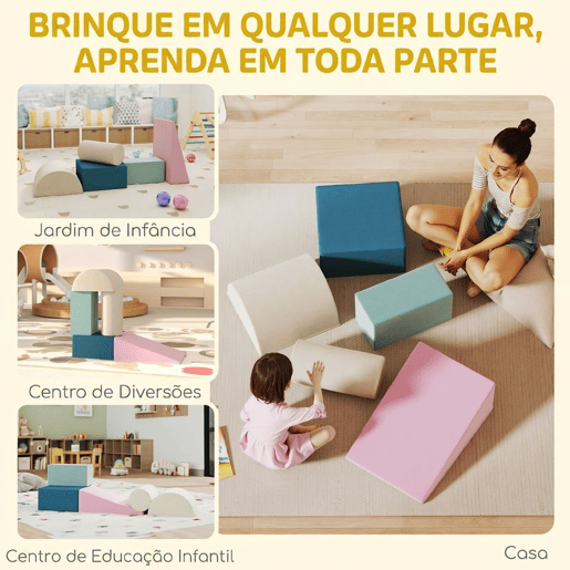 AIYAPLAY Conjunto de 5 Blocos de Espuma para Crianças, Blocos de Psicomotricidade com Base Antiderrapante e Capa Removível, Set de Escalada Macio para Interior, 6 Meses-3 Anos AIYAPLAY Conjunto de 5 Blocos de Espuma para Crianças, Blocos de Psicomotricidade com Base Antiderrapante e Capa Removível, Set de Escalada Macio para Interior, 6 Meses-3 Anos