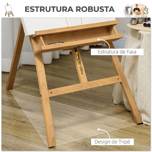 Vinsetto Cavalete de Pintura em Madeira DobrĂ¡vel, 235 cm, Ajuste de Altura e Ă‚ngulo, Prateleira Inferior, para Adultos, Artistas e Estudantes, Tons Naturais Vinsetto Cavalete de Pintura em Madeira DobrĂ¡vel, 235 cm, Ajuste de Altura e Ă‚ngulo, Prateleira Inferior, para Adultos, Artistas e Estudantes, Tons Naturais