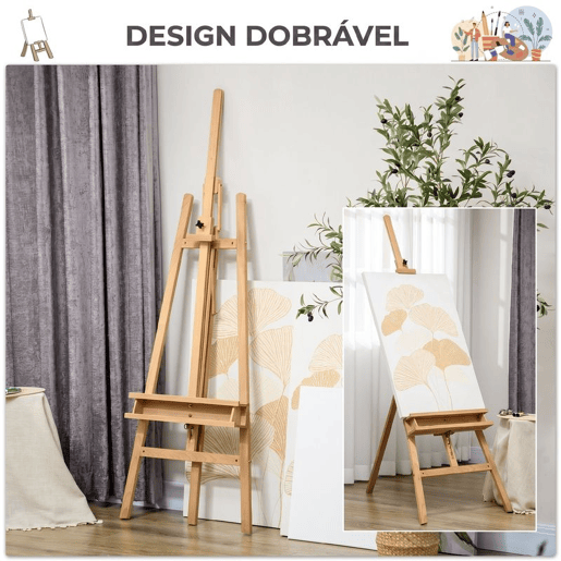 Vinsetto Cavalete de Pintura em Madeira DobrĂ¡vel, 235 cm, Ajuste de Altura e Ă‚ngulo, Prateleira Inferior, para Adultos, Artistas e Estudantes, Tons Naturais Vinsetto Cavalete de Pintura em Madeira DobrĂ¡vel, 235 cm, Ajuste de Altura e Ă‚ngulo, Prateleira Inferior, para Adultos, Artistas e Estudantes, Tons Naturais