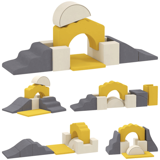 AIYAPLAY Conjunto de 7 Blocos de Espuma Infantil, Blocos Psicomotores com Base Antiderrapante, Montessori, Kit de Trepar e Gatinhar Interior, 0,5-3 Anos, Amarelo AIYAPLAY Conjunto de 7 Blocos de Espuma Infantil, Blocos Psicomotores com Base Antiderrapante, Montessori, Kit de Trepar e Gatinhar Interior, 0,5-3 Anos, Amarelo