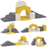 AIYAPLAY Conjunto de 7 Blocos de Espuma Infantil, Blocos Psicomotores com Base Antiderrapante, Montessori, Kit de Trepar e Gatinhar Interior, 0,5-3 Anos, Amarelo
