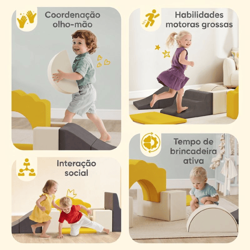 AIYAPLAY Conjunto de 7 Blocos de Espuma Infantil, Blocos Psicomotores com Base Antiderrapante, Montessori, Kit de Trepar e Gatinhar Interior, 0,5-3 Anos, Amarelo AIYAPLAY Conjunto de 7 Blocos de Espuma Infantil, Blocos Psicomotores com Base Antiderrapante, Montessori, Kit de Trepar e Gatinhar Interior, 0,5-3 Anos, Amarelo