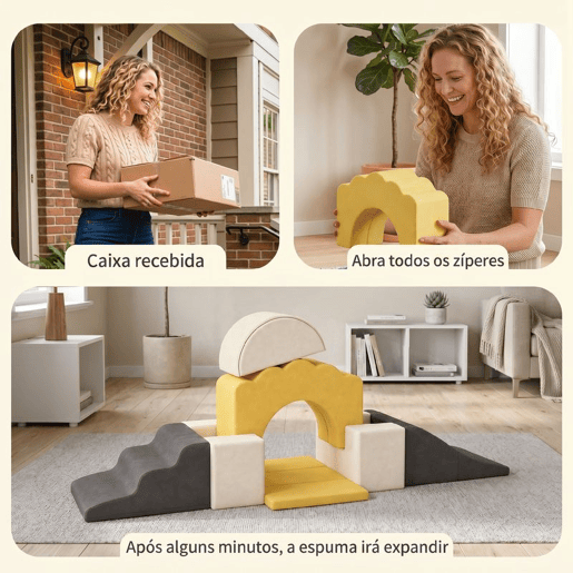 AIYAPLAY Conjunto de 7 Blocos de Espuma Infantil, Blocos Psicomotores com Base Antiderrapante, Montessori, Kit de Trepar e Gatinhar Interior, 0,5-3 Anos, Amarelo AIYAPLAY Conjunto de 7 Blocos de Espuma Infantil, Blocos Psicomotores com Base Antiderrapante, Montessori, Kit de Trepar e Gatinhar Interior, 0,5-3 Anos, Amarelo