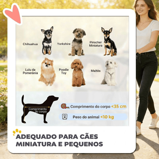 PawHut Carrinho para Cães Pequenos Dobrável com Cesto de Armazenamento, Janelas de Malha e Porta-Copos, Carga Máxima 10 kg, 77x44x102 cm, Castanho