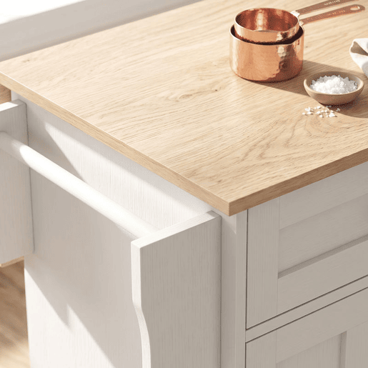 HOMCOM Ilha de Cozinha com Tampo Extensível, Carrinho de Cozinha com Rodas, 2 Gavetas, 3 Armários, Prateleiras na Porta, Toalheiro e Prateleiras Ajustáveis, para Sala de Jantar, Branco