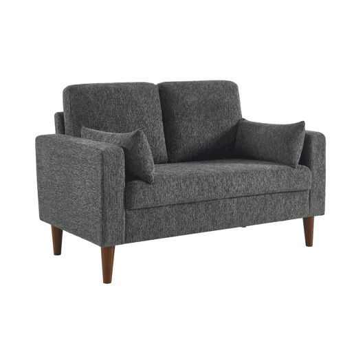 Sofá em madeira de seringueira e tecido chenille, 2 lugares Cinza escuro - 130x82.5x86 cm Sofá em madeira de seringueira e tecido chenille, 2 lugares Cinza escuro - 130x82.5x86 cm
