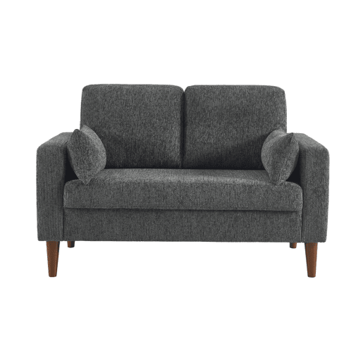 Sofá em madeira de seringueira e tecido chenille, 2 lugares Cinza escuro - 130x82.5x86 cm Sofá em madeira de seringueira e tecido chenille, 2 lugares Cinza escuro - 130x82.5x86 cm