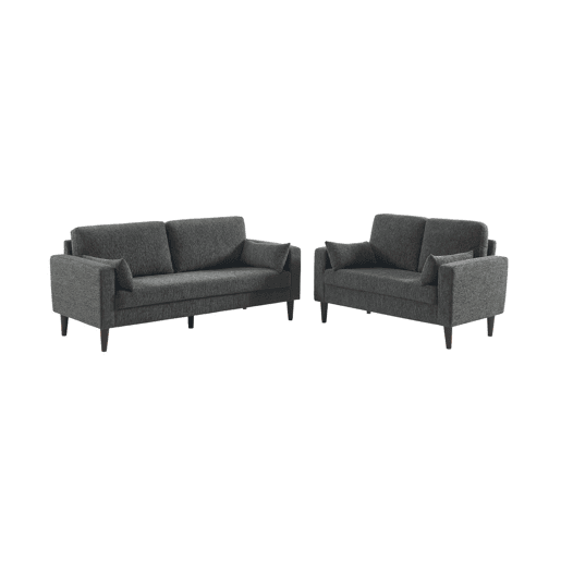 Sofá em madeira de seringueira e tecido chenille, 2 lugares Cinza escuro - 130x82.5x86 cm Sofá em madeira de seringueira e tecido chenille, 2 lugares Cinza escuro - 130x82.5x86 cm