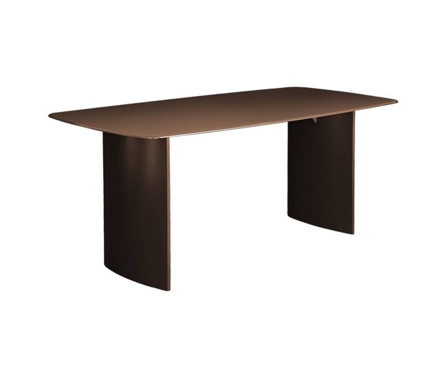 Mesa de comedor con tablero de vidrio templado acabado arenado, 8 plazas, lior, marrón, 180x90x76 cm